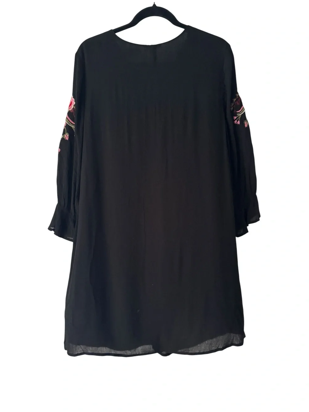 Umgee Black Long Sleeve Embroidered Floral Tunic Dress - Picture 4 of 4